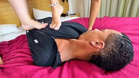 BURYING THE SLAVE UNDER OUR GIANT ROUND BUTTS MAKING HIM PANIC FOR REAL - BY BELLA CRUEL AND GABRIELA BLOND - FULL CLIP