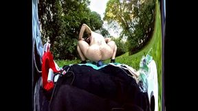 four-26-2022 - OUTSIDE PONY RAILING VIDEO 2022 vr version VR180 sbs, BRILLIANT FIRST-EVER ATTEMPT, ADORABLE, jizz-shotgun parts