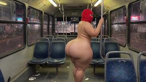 Big Ass Girl in Pink Leggings on the Bus Strips to Pink Thong