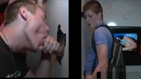 Gay sucks straight shaft on gloryhole