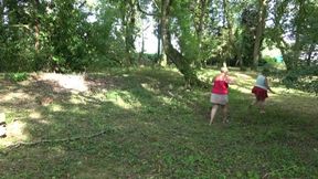 Joolz & Kim get fucked by the lumberjacks in the woods