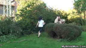 Busty blonde mother in law rides his horny cock