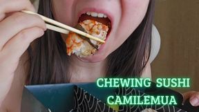 chewing sounds when eating sushi