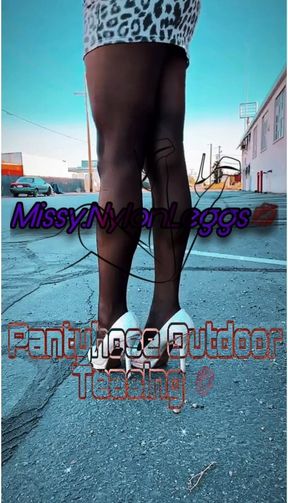 MissyNylonLeggs - Pantyhose Outdoor Teasing pt 2