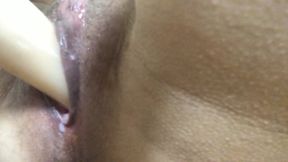 Slut fucks her pussy and ass with a rubber cock