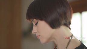 Step mom and step daughter seduce the step dad for a hot three-way sex session.