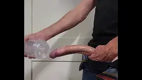Big Clear Fleshlight vs Even Bigger Dick