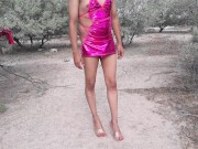 sexy barbie trans se desnuda en publico con lindos tacones y plug anal de zorra muy caliente disfrut