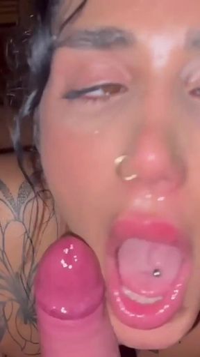 Pregnant Tattooed MILF Drains Stranger in Steamy Sauna One Night Stand