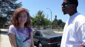 real redhead ginger teen alice green with freckles pick up for her first interracial black monster cock fuck