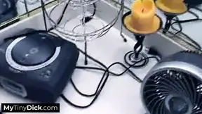Fiery redhead gives a hot blowjob in the bathroom