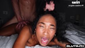 Ebony Teen Choked Gushing Destroyed by Matthew's Huge Cock