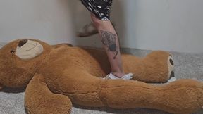 Chrissy socks and sandals trampling big stuffy
