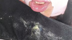 Hot brunette unclothed in the kitchen  The unskilled maid pleases the vacuum naked