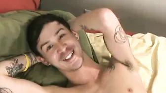 Flexible yoga instructor strokes his big cock in solo audition