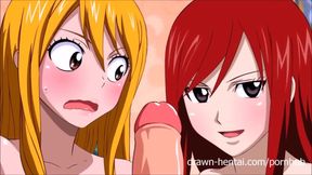 Fairy Tail Porn - Natsu Fucks Erza And Lucy In Their Wet Driping Pussies