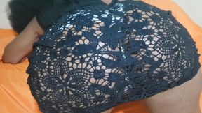 A Woman in a Black Dress at the Hotel with Her Panties Teasing Her Butt