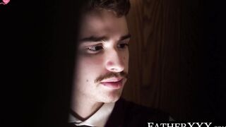 FatherXXX.com - Religious twink's raw, hardcore ride on a priest's cock after a seduc