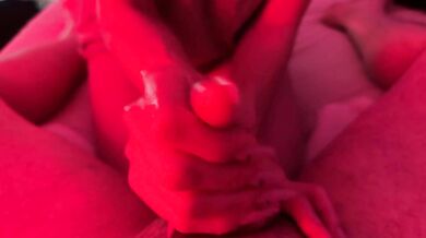 POV sensual massage leads to explosive handjob finish