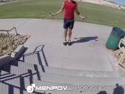 MenPOV Car blowjob turns into fuck after jogging workout