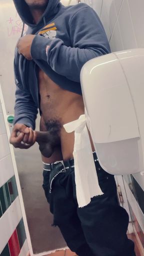 Black Cock Caught in Toilet
