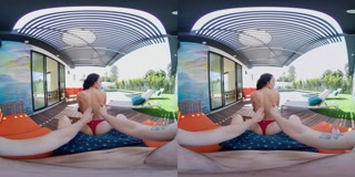 VR BANGERS Hot Day By The Pool With Black Skinny Neighbor Alexis Tae VR Porn