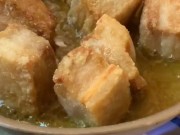 Shohei cooking Curry with grilled pork and vegetable