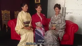 Reiko Kobayakawa and Akari Asagiri plus friend kimono sex party