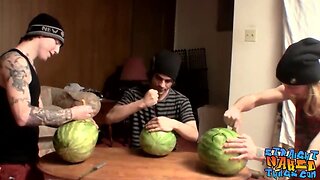 Inked studs masturbate with watermelons and shoot cumshots: featuring kenneth slayer from straightnakedthugs