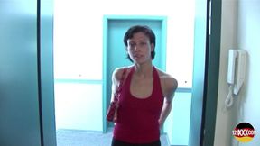 Fit Brunette Comes to See the Apartment and Likes the Balcony the Most