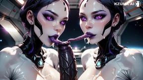 Woman Licking and Sucking a Cock - Hentai Ai