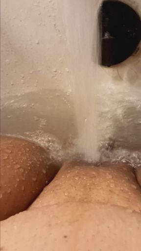 Bath Water Falling Hard on My Horny Latina Pussy