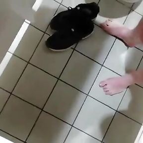 Strip and Cum in Public Toilet Part 1