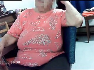 Braless 85+ Granny with astounding hangers