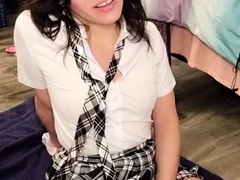 Tiny small tits shemale gets stuffed