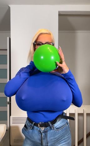 Inflating Some Huge Balloon (with My Strapon Dildo Under)!