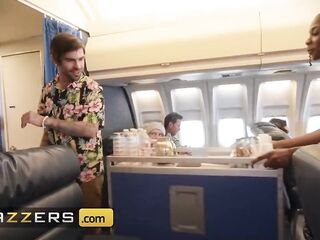 BRAZZERS - Nasty Angels LaSirena69 & Hazel Grace Go To The Back Of The Plane & Share Favourable's Dong