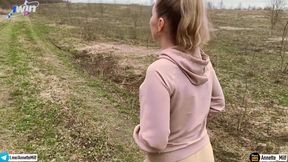 Flashing Her Huge Tits Outdoors