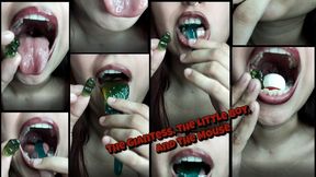 The giantess, the tiny guy and the big gummy mouse