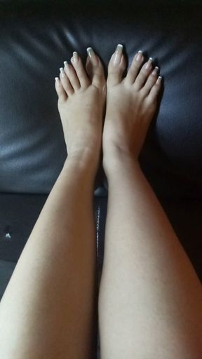 Seductive French Pointed Long Toenails