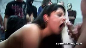 Extreme Throat Fucking and Cumming Orgy