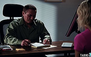 Skinny blonde teen Kiara Cole showing her skills to the guidance counselor