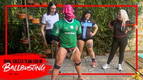 Soccer Rival Humiliation: 4 girls stomp and kick the balls of a loser pig (1080 EN-sub)
