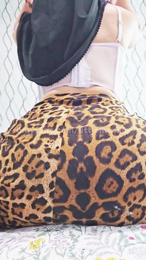 POV: Playful Hijabi Girl in a Leopard Skirt   Clip 1