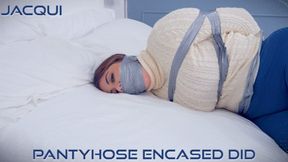 Jacqui - Pantyhose Encased DID H265 MP4 4K ( Tape Bondage , Wrap Gagged , Turtleneck , Pantyhose Encasement )