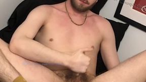 Thick Natural Hairy Bro Goons & Edges on His Veiny Big White Cock Until He's About to Shoot Cum