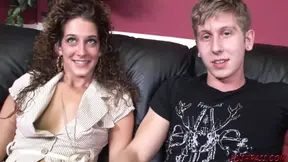 Cheating hot milf gags on hubby's big white cock