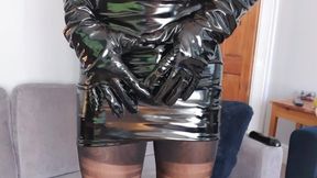 Tight Shiny PVC Skirt & Gloves tease