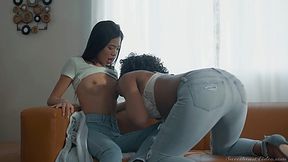 Sensual Interracial Lesbian Sex - Black MILF and Tiny Asian Teen