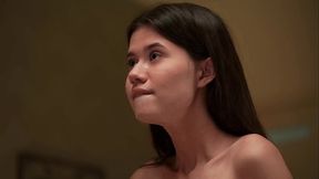 Two young lesbians go wild with deep kissing, fingering, and pussy eating